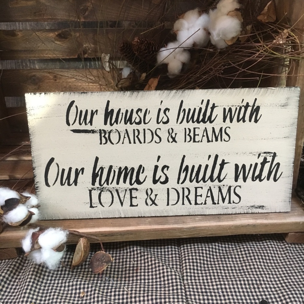 3/$25 Home Built With Dreams Farmhouse Sign